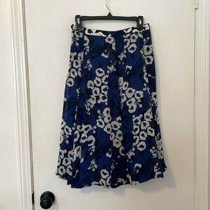 Averado Bessi Vintage Womens Navy Floral 100% Silk Skirt